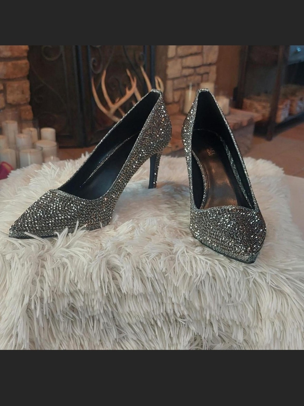 MICHAEL Michael Kors Alina Flex Rhinestone Pumps Anthracite 8 NWOT